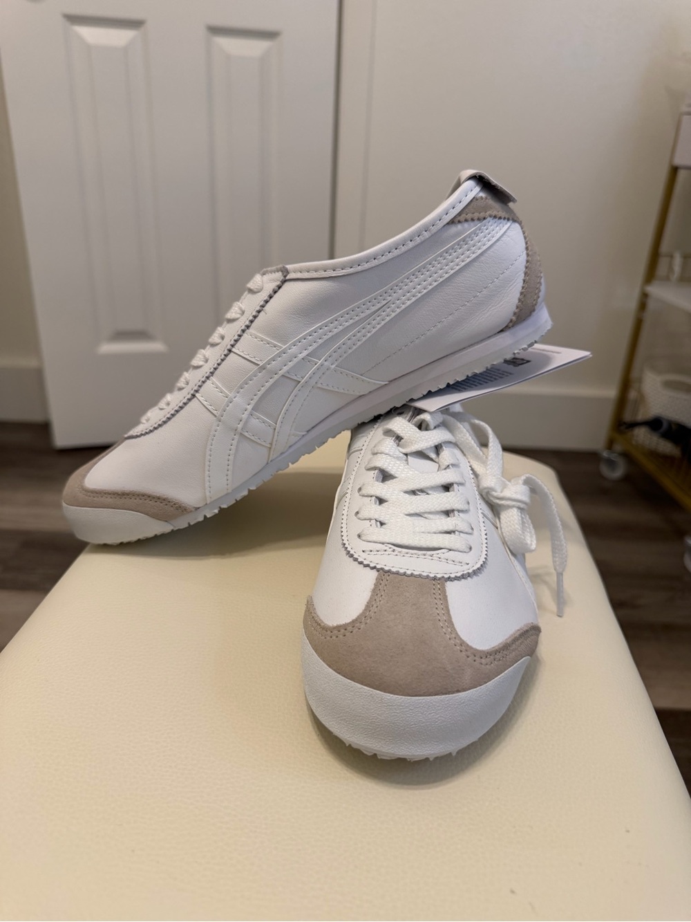 Onitsuka Tiger by Asics White and Taupe Sneakers Women’s Size 9/ Men’s 7.5